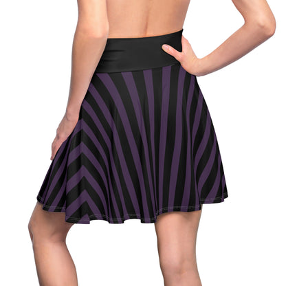 Purple + Black Striped Women's Flowy Skirt