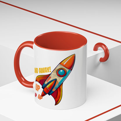 Rocket Ship Liftoff Colorful Ceramic Mug (11, 15oz)