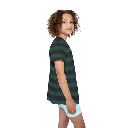 Green + Black Stripes Kids' Poly Tee