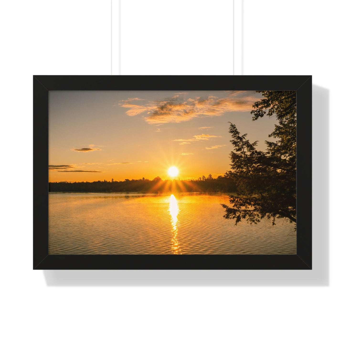 Summer Sunrise Over A Maine Lake Framed Matte Print