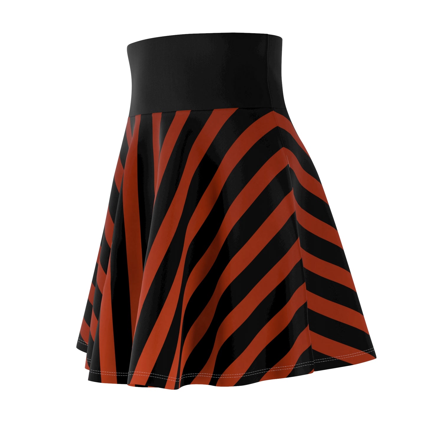 Earthy Red + Black Striped Women's Flowy Skirt