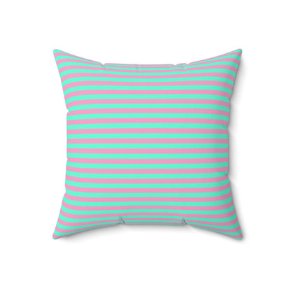 Pink + Teal Striped Faux Suede Throw Pillow