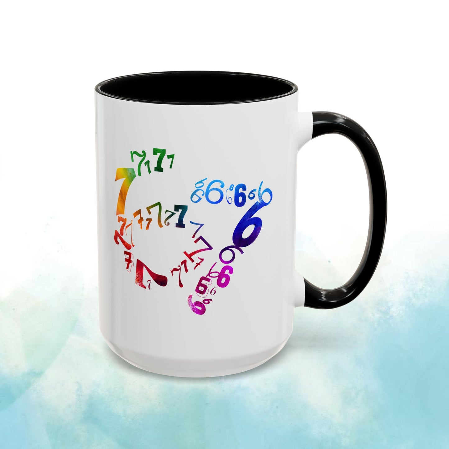 6-7 Meme Illusion Colorful Handle Ceramic Mug (11, 15oz)