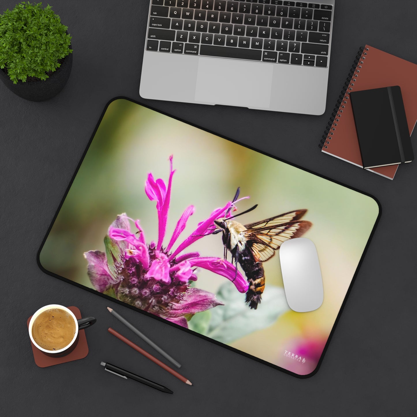 Hummingbird Moth Pollinates Flowers Full-Size Gaming Mousepad