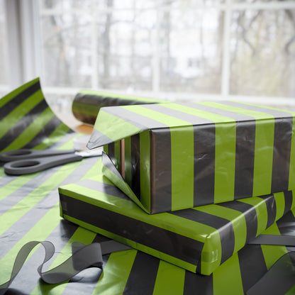 Avocado Green Striped Wrapping Paper Roll (3 sizes)