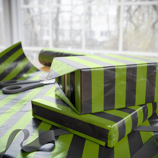 Avocado Green Striped Wrapping Paper Roll (3 sizes)