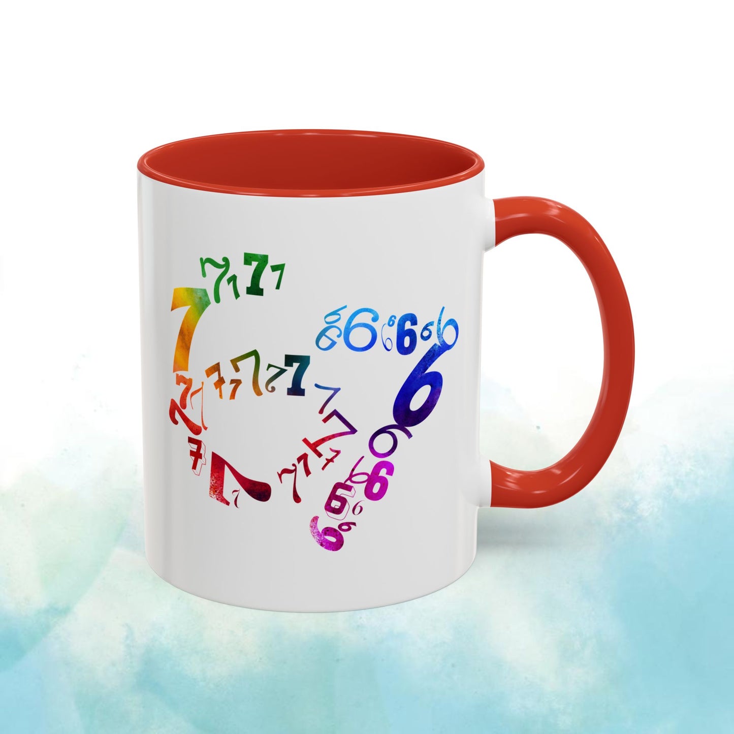 6-7 Meme Illusion Colorful Handle Ceramic Mug (11, 15oz)