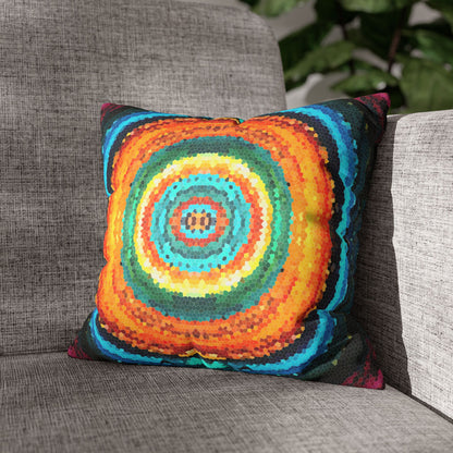Pixel Mosaic Teal Orange Faux Suede Throw Pillow Case (multi sizes)