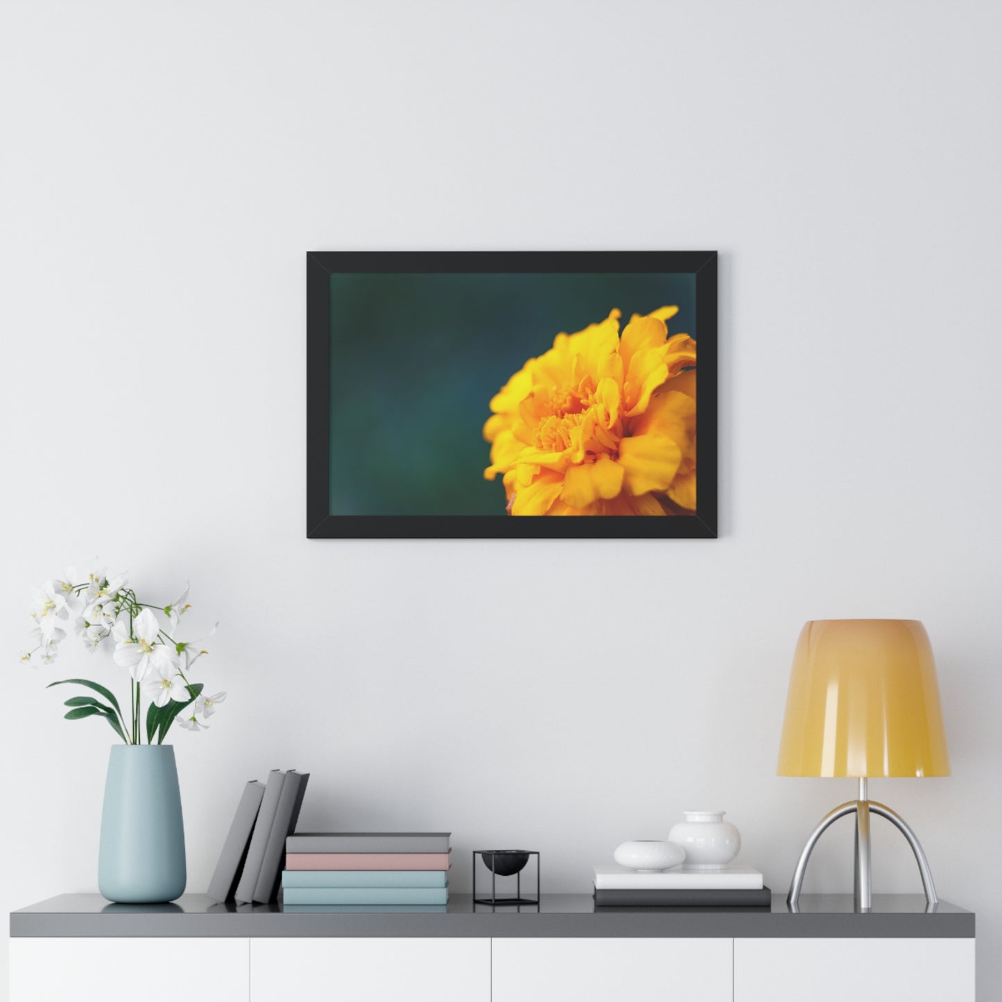 Macro Marigold Flower Framed Matte Print