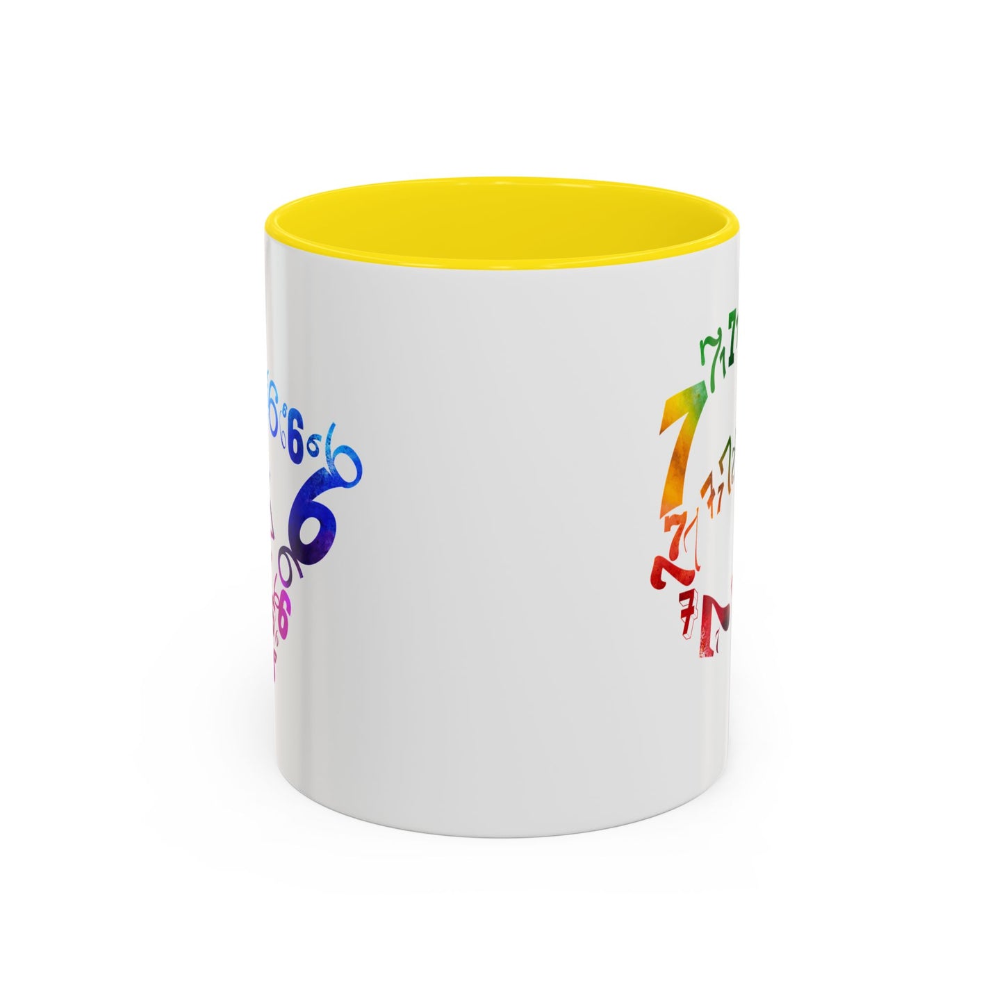 6-7 Meme Illusion Colorful Handle Ceramic Mug (11, 15oz)
