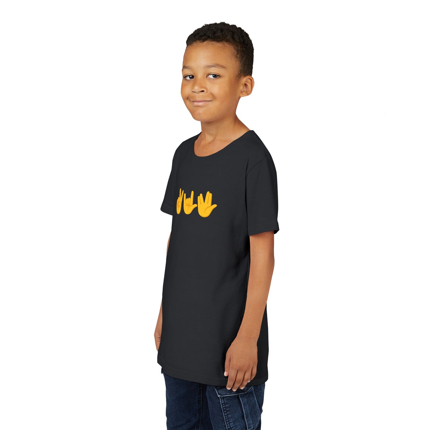 Peace, Love, Live Long Emoji Short Sleeve Kids' T-Shirt (multicolors)