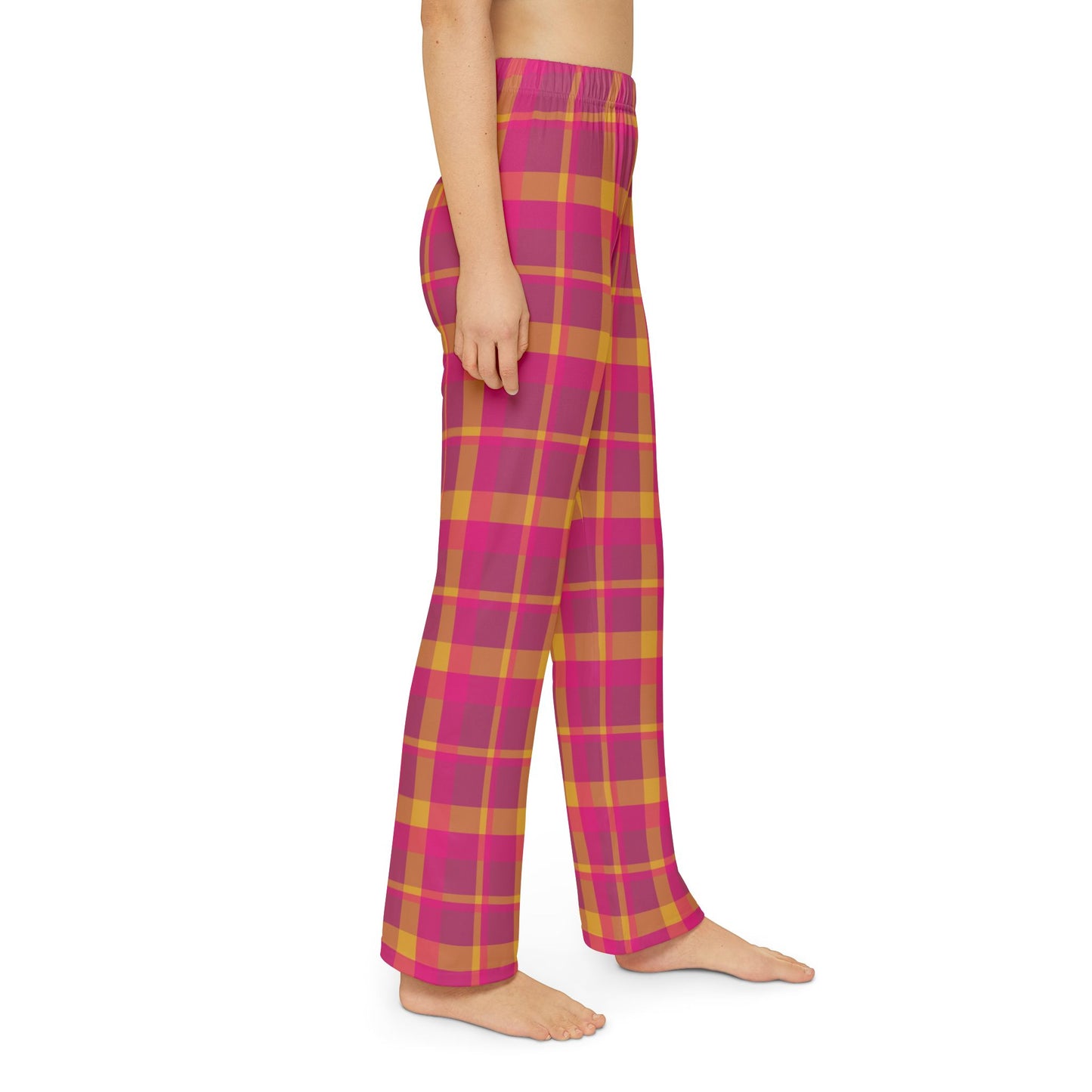 Pink + Yellow Plaid Kids' Pajama Pants