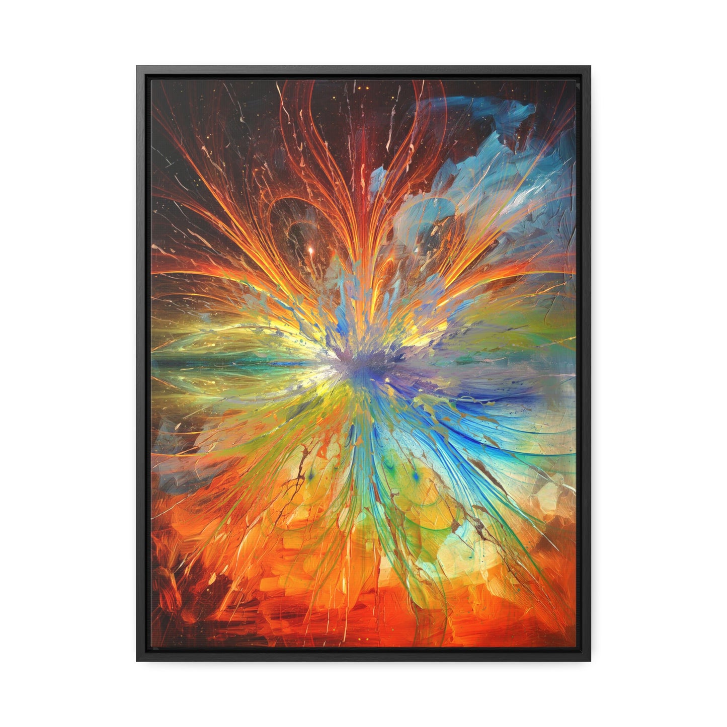 Cosmic Clockworks Abstract Framed Canvas Print