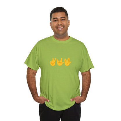 Peace, Love, Live Long Emoji Adult 100% Cotton T-Shirt (Multicolors)