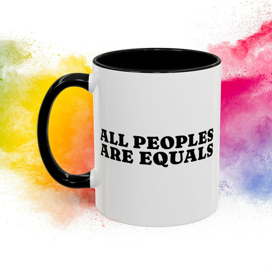 All People Are Equals Black Handle Ceramic Mug (11, 15oz)