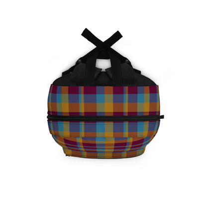 Mustard + Plum Plaid Water-Resistant School Backpack