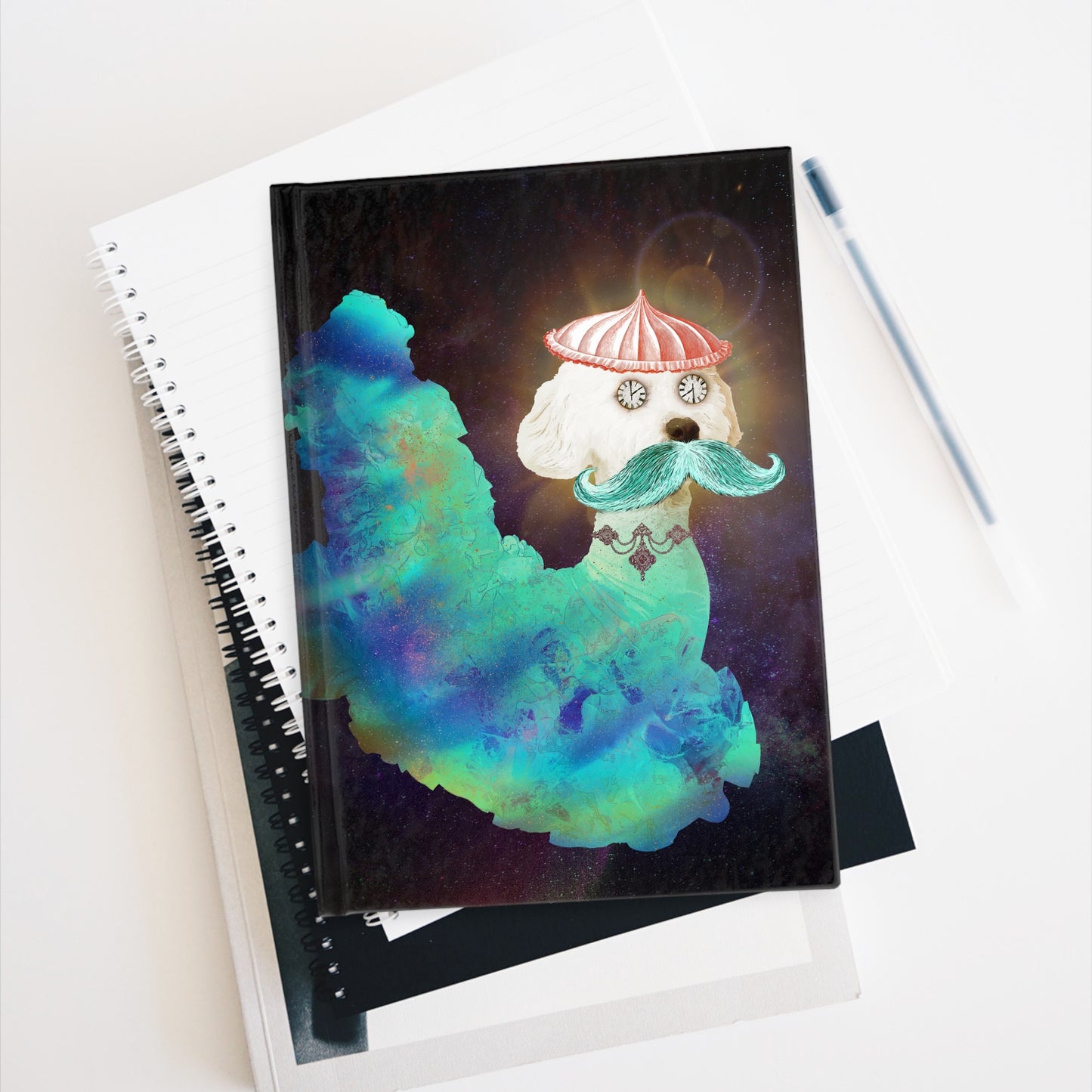 Surreal Astro Dog of Time Hardcover Blank Journal