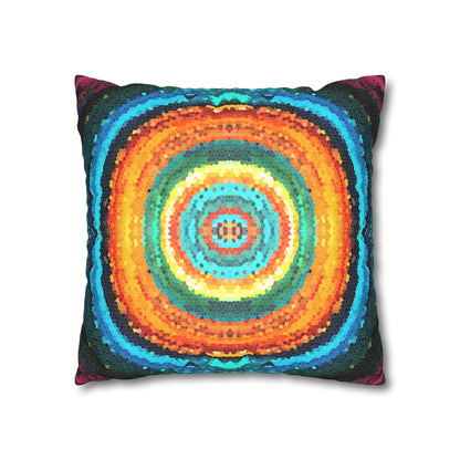 Pixel Mosaic Teal Orange Faux Suede Throw Pillow Case (multi sizes)