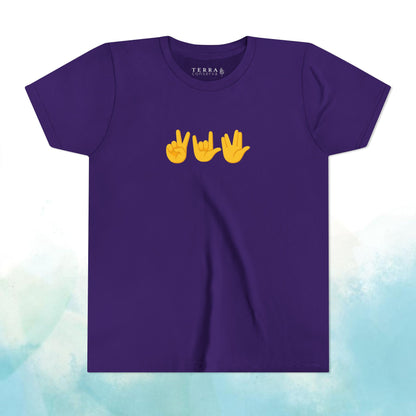 Peace, Love, Live Long Emoji Short Sleeve Kids' T-Shirt (multicolors)