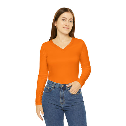 Hunter Safety Orange Women's Long Sleeve V-neck Shirt