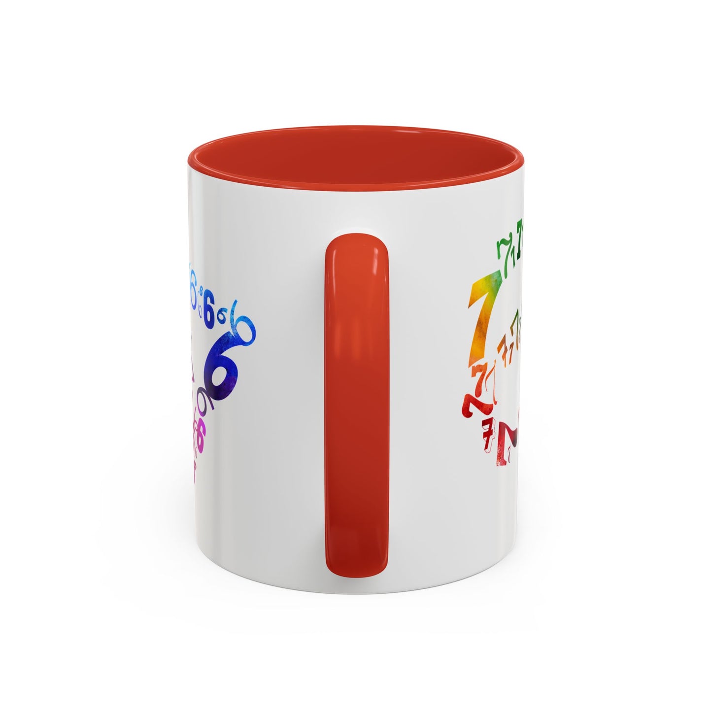 6-7 Meme Illusion Colorful Handle Ceramic Mug (11, 15oz)