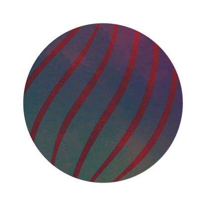 Red + Teal Illusion Wave Stripes Round Rug