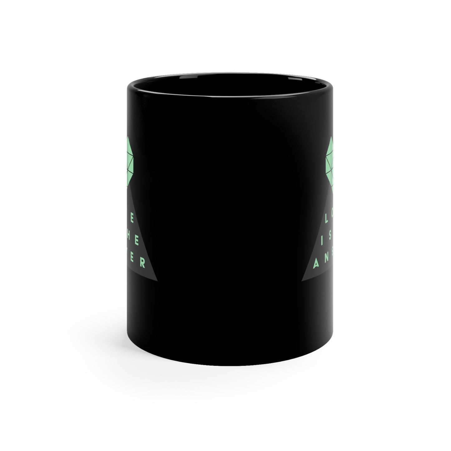 Geometric Love is the Answer 11oz Black Mug