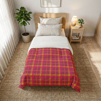 Pink + Yellow Plaid 100% Cotton Comforter