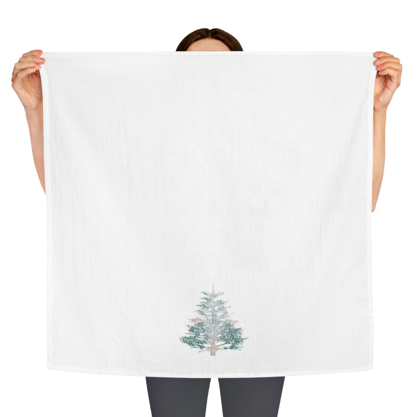 Painted Pine Tree Large Cotton Dish Towel