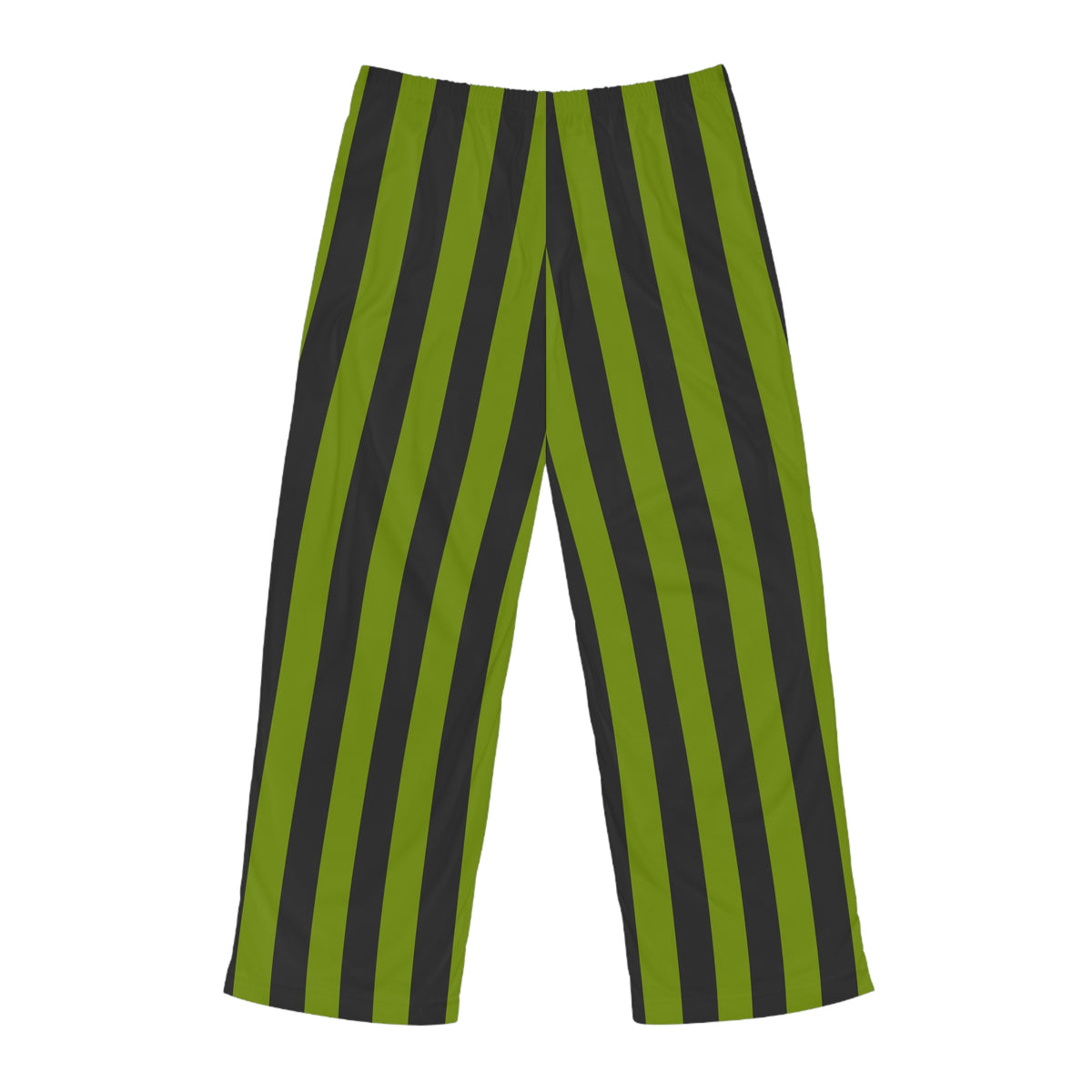 Terra Conserva men's avocado green and charcoal vertical striped pajama pants, back view