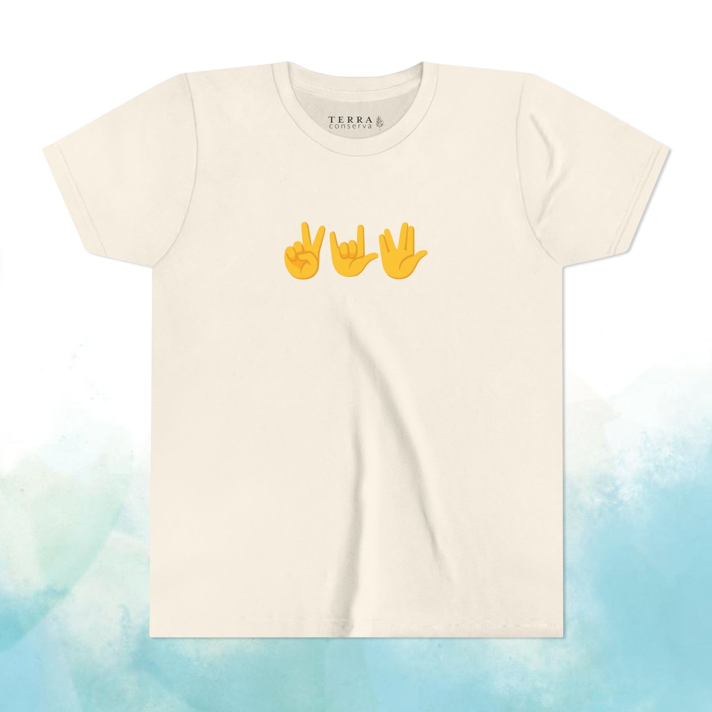 Peace, Love, Live Long Emoji Short Sleeve Kids' T-Shirt (multicolors)