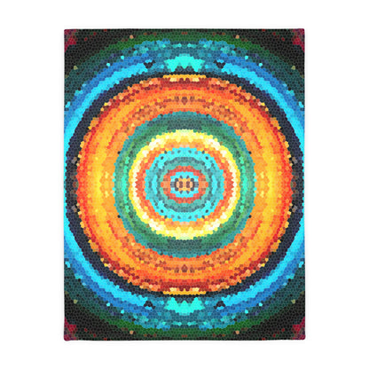 Pixel Mosaic Teal Orange Faux Mink Velveteen Blanket