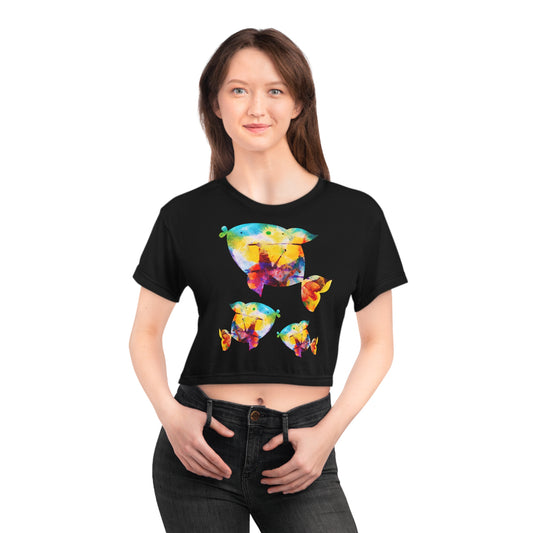 Happiness is a Painted Fish Cropped Tee