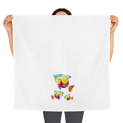 Happiness is a Painted Fish Large Cotton Dish Towel