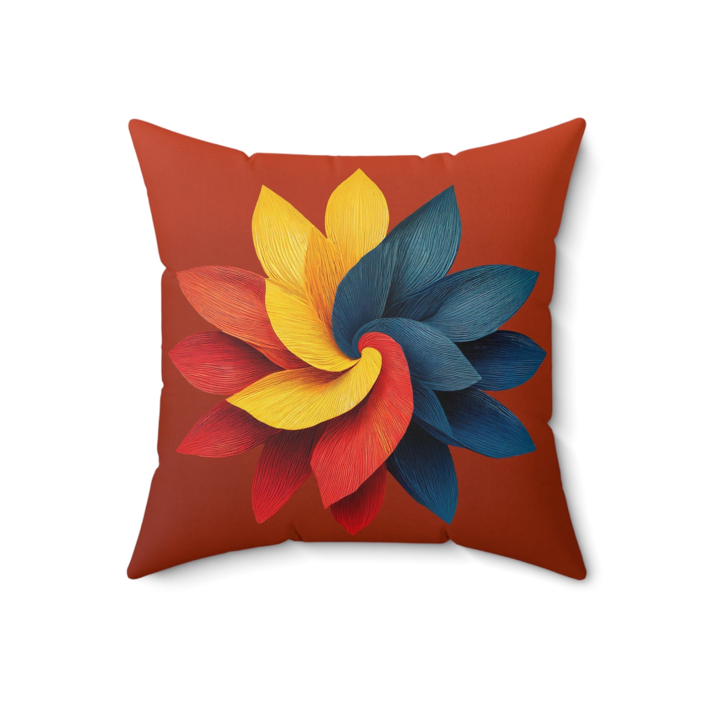 Red Blue Twisty Flower Double-Sided Faux Suede Throw Pillow