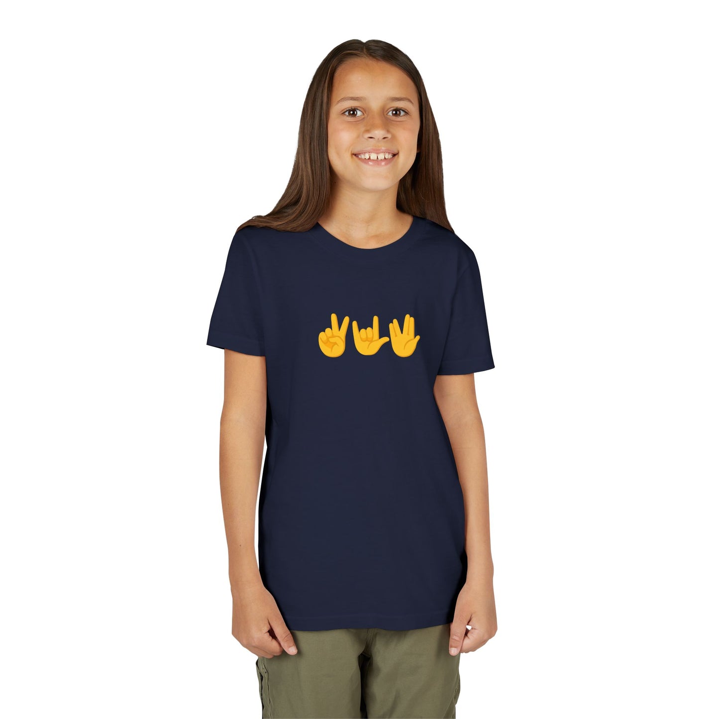 Peace, Love, Live Long Emoji Short Sleeve Kids' T-Shirt (multicolors)