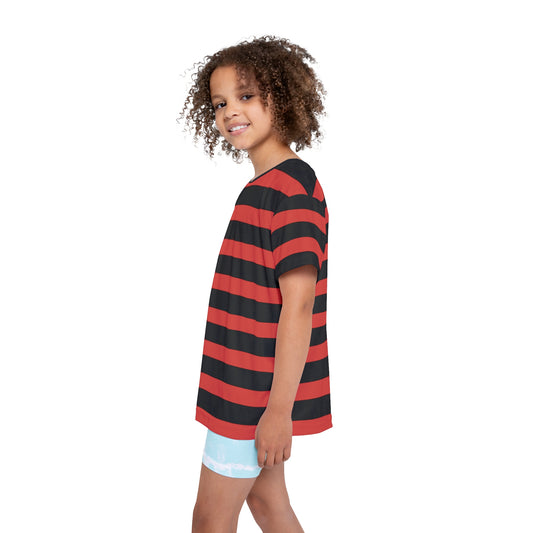 Rusty Red + Black Stripes Kids' Poly Tee