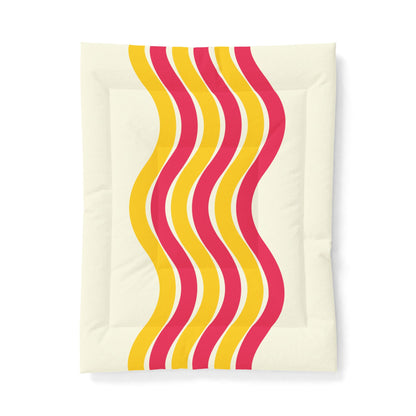 Pink + Yellow Waves 100% Cotton Comforter