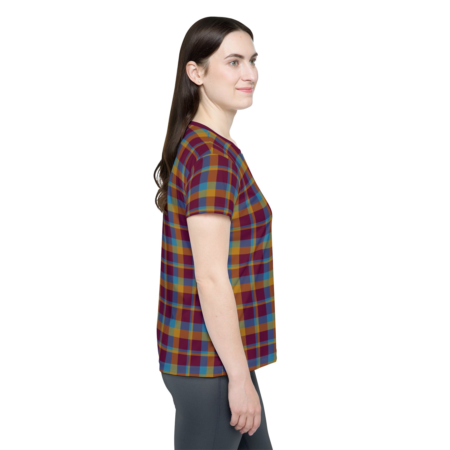 Mustard + Plum Plaid Women's Athletic T-Shirt