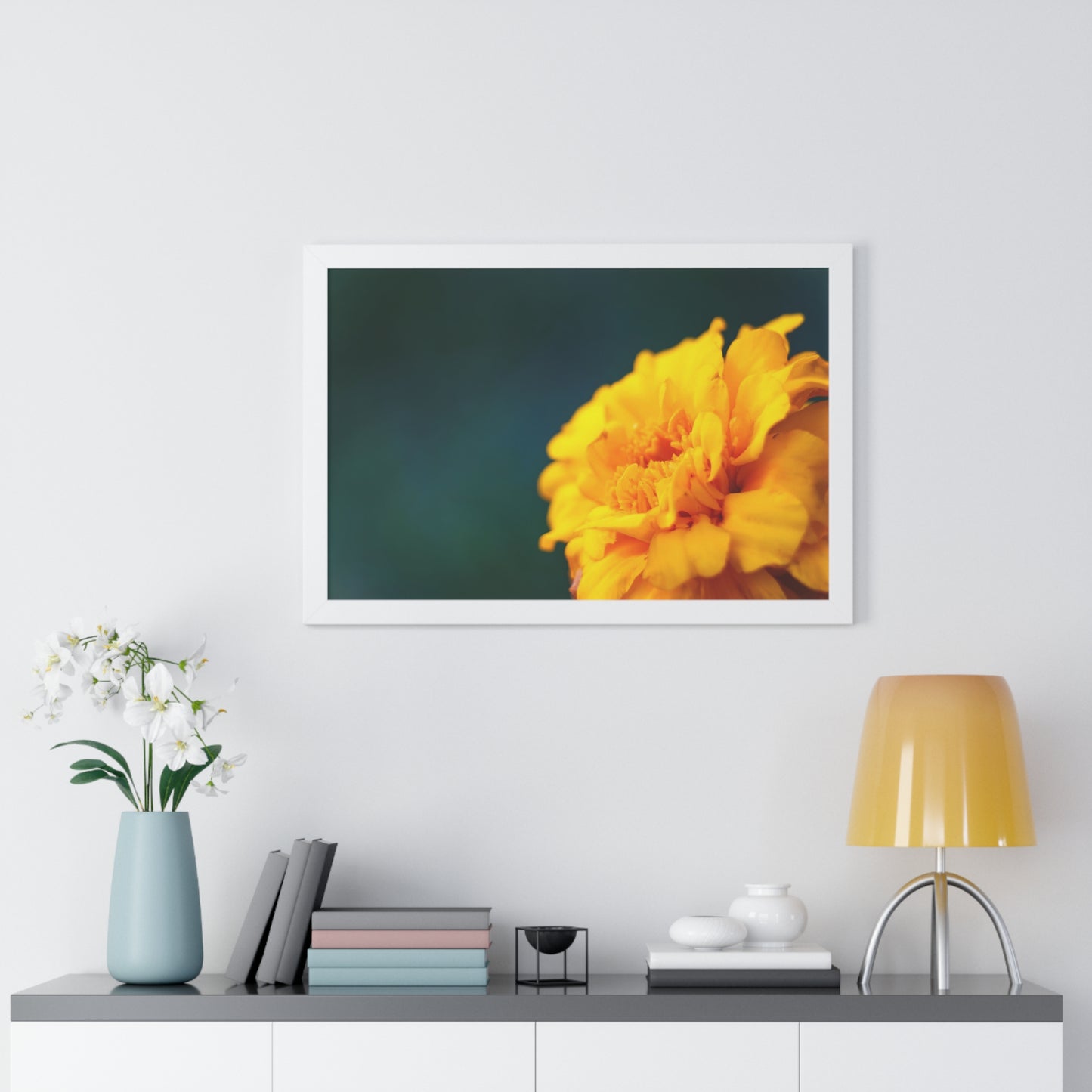 Macro Marigold Flower Framed Matte Print