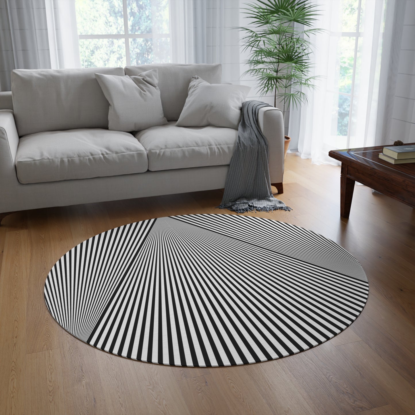 Hypnotic Stripes Round Rug