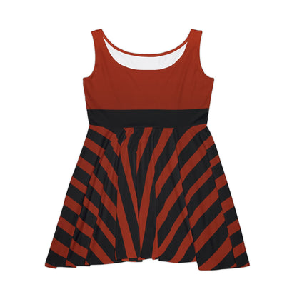 Earthy Red + Black Stripe Women's Skater Dress