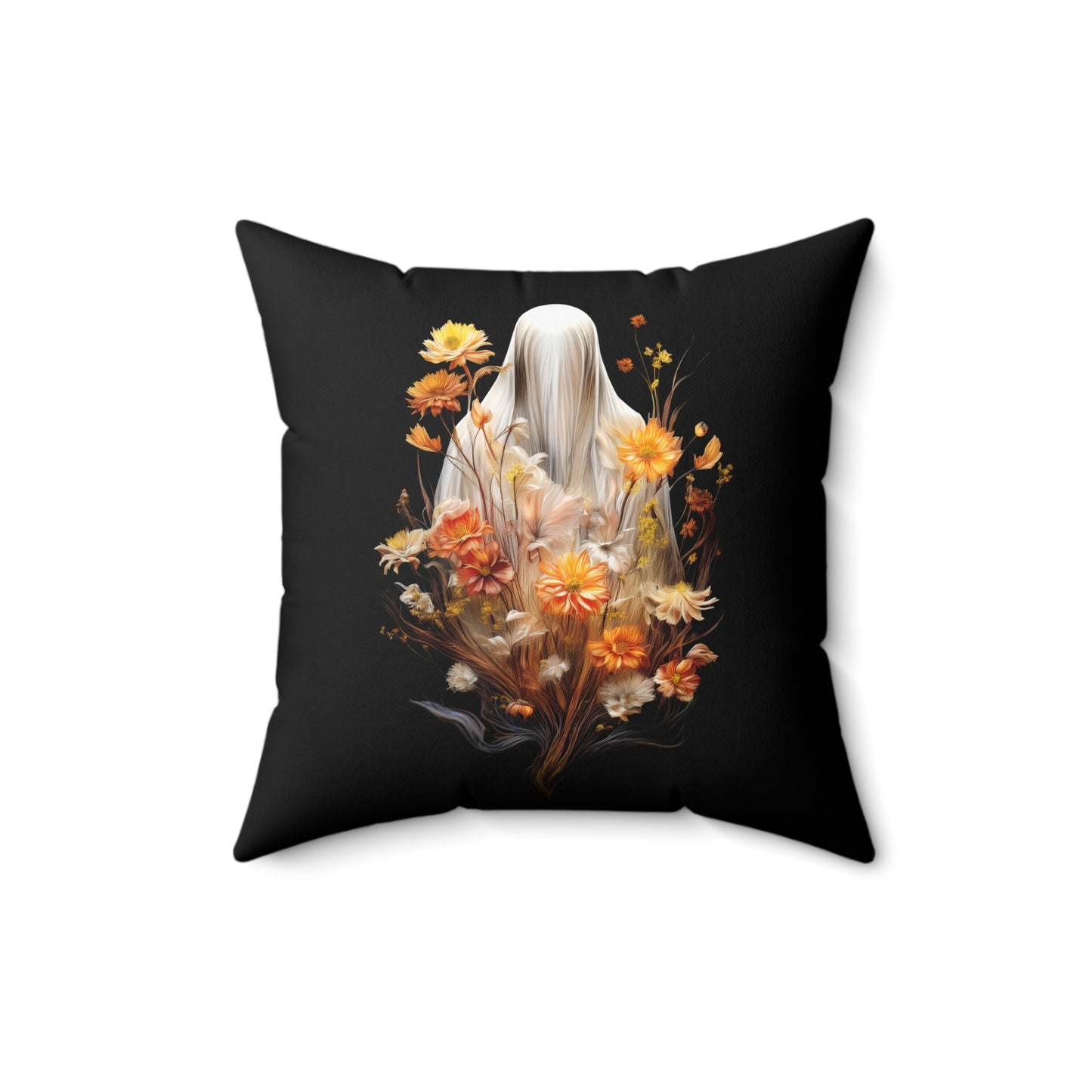 Halloween Garden Haunting Faux Suede Throw Pillow