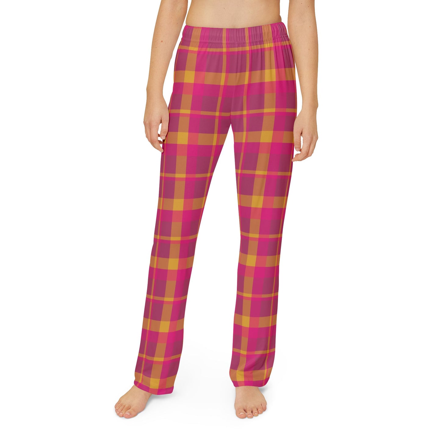 Pink + Yellow Plaid Kids' Pajama Pants