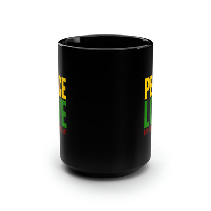 Peace, Love, Live Long + Make Art 15oz Black Mug