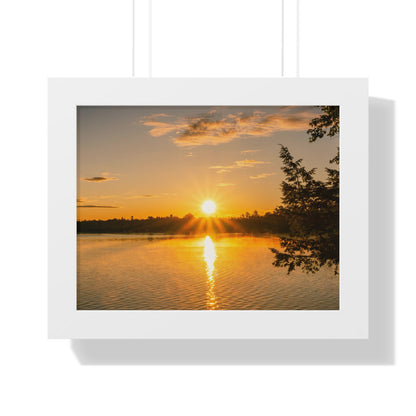 Summer Sunrise Over A Maine Lake Framed Matte Print