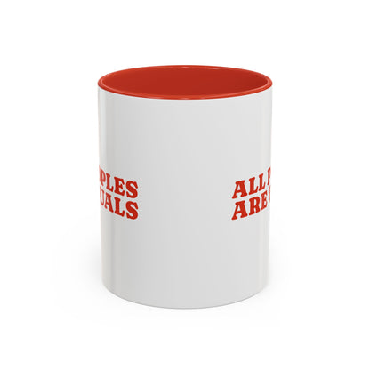 All People Are Equals Red Handle Ceramic Mug (11, 15oz)