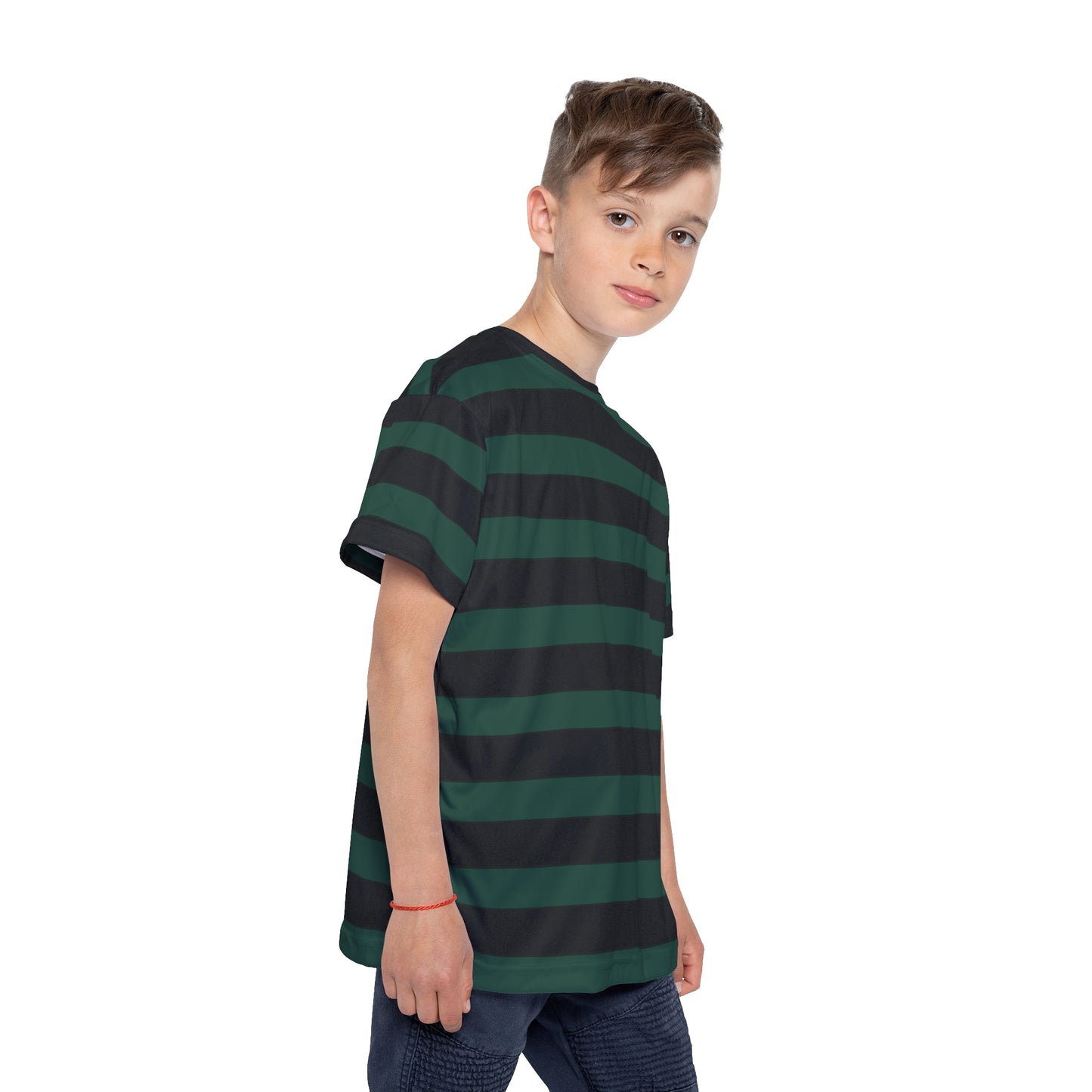 Green + Black Stripes Kids' Poly Tee