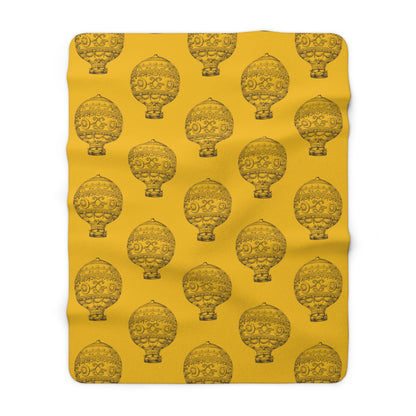 Golden Vintage Hot Air Balloon Sherpa Fleece Blanket