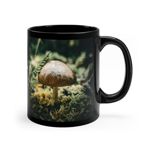 Mossy Mushroom Photo 11oz Black Mug